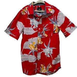 Vans Arachnofloria Button Down Hawaiian Shirt Size S